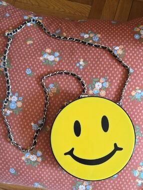 Yellow Smiley Face Round Crossbody Bag